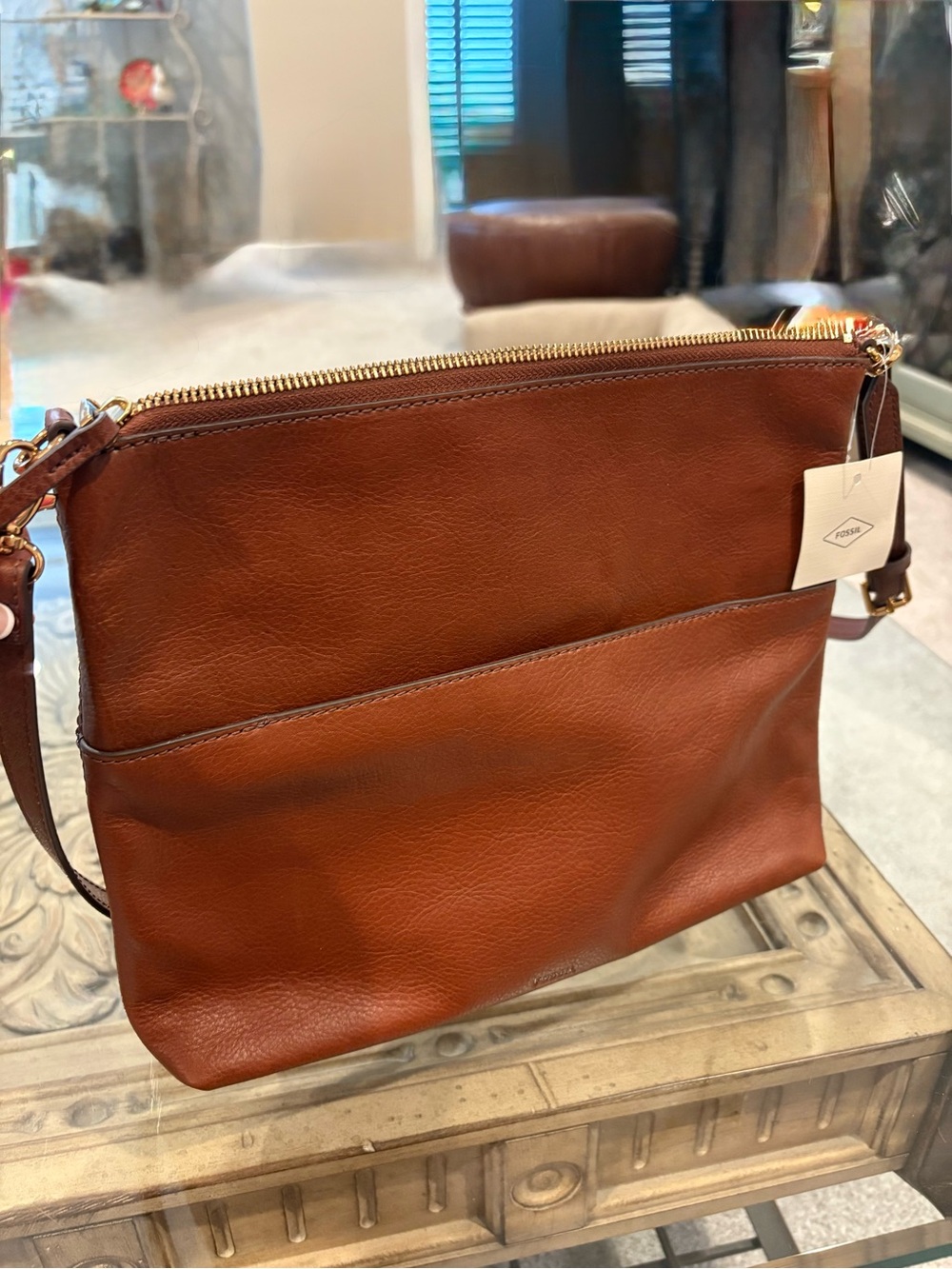 Fossil Brown Leather Crossbody Bag
